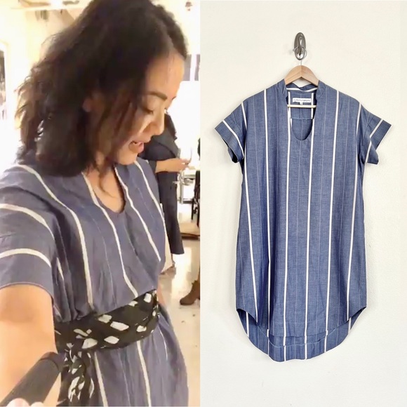 RUMI MURAKAMI Chambray Striped Dress in Blue - Picture 8 of 8
